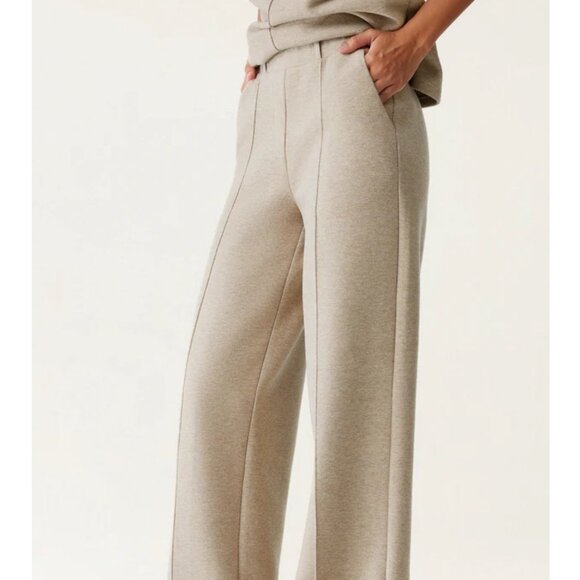 OGL FuzzLuxe High Waisted Straight Leg Pull On Pant Sz Medium Beige Stretchy Sof - Picture 11 of 15